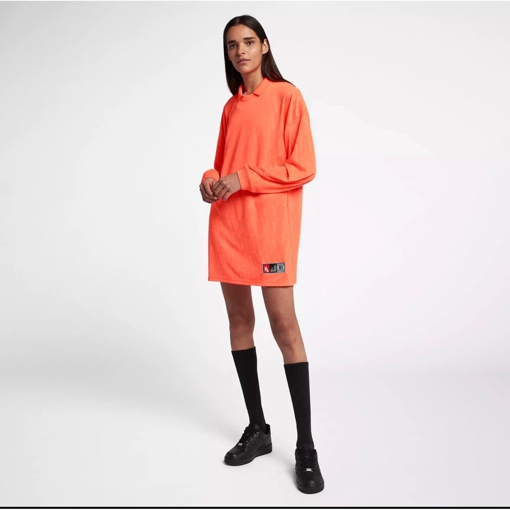 NWOT Nike Lab Orange Long Sleeve Sporty Polo Mini Dress Womens Size M